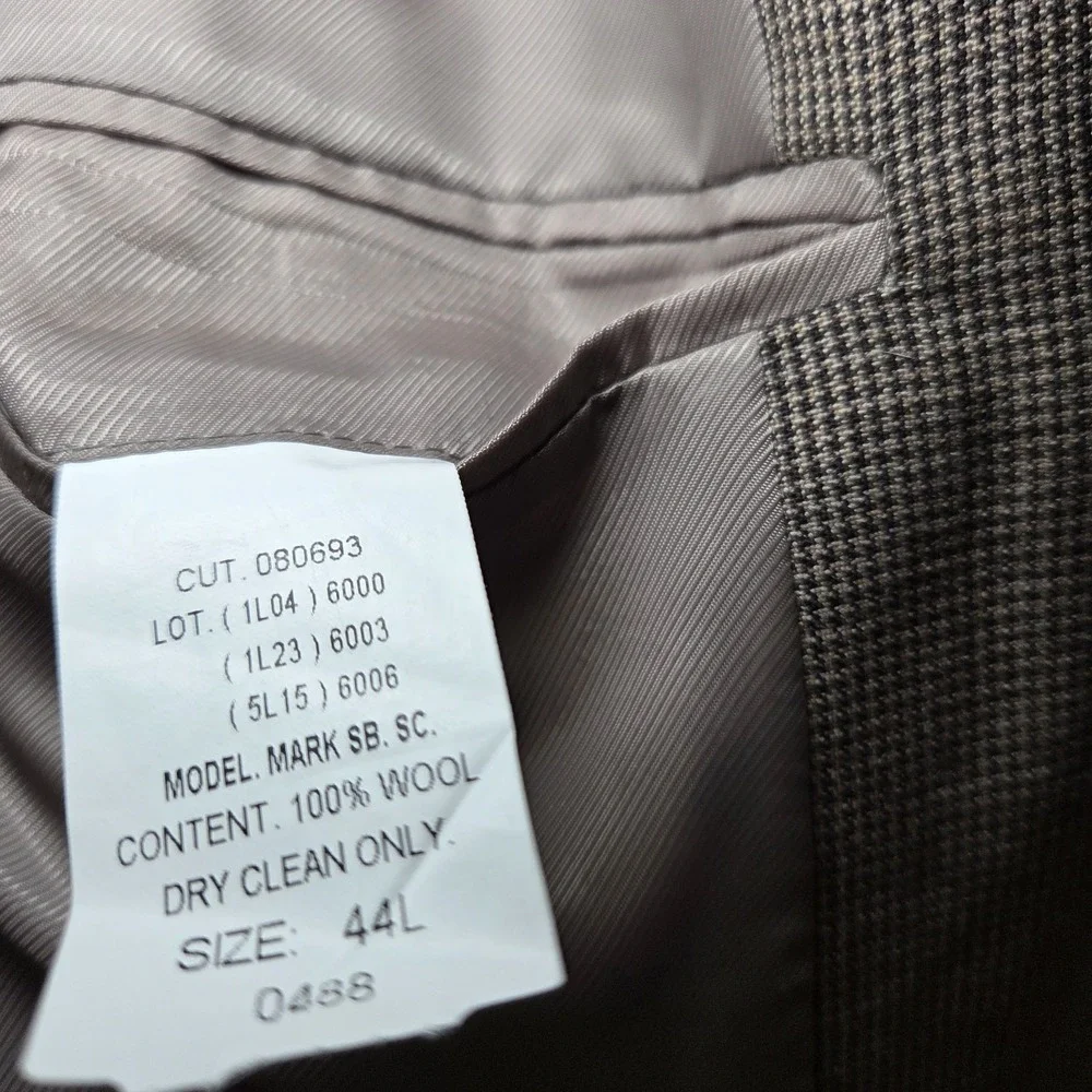 Sturbridge‎ Classics Mens 44L Sport Coat Blazer Brown Houndstooth Wool 2 Button
